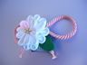 コーム型かんざし「九重菊（白×ピンク）」