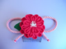 コーム型かんざし「九重菊（赤×ピンク）」